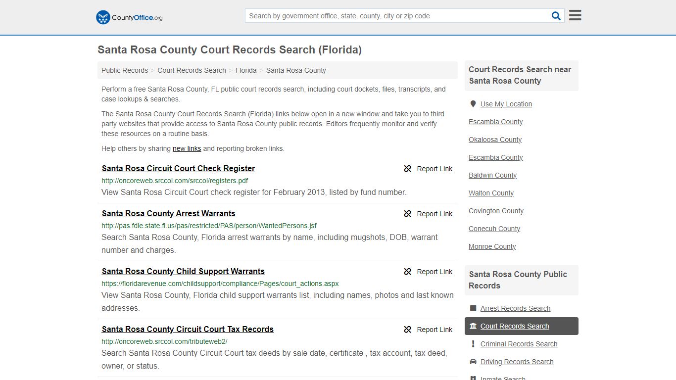 Court Records Search - Santa Rosa County, FL (Adoptions, Criminal ...