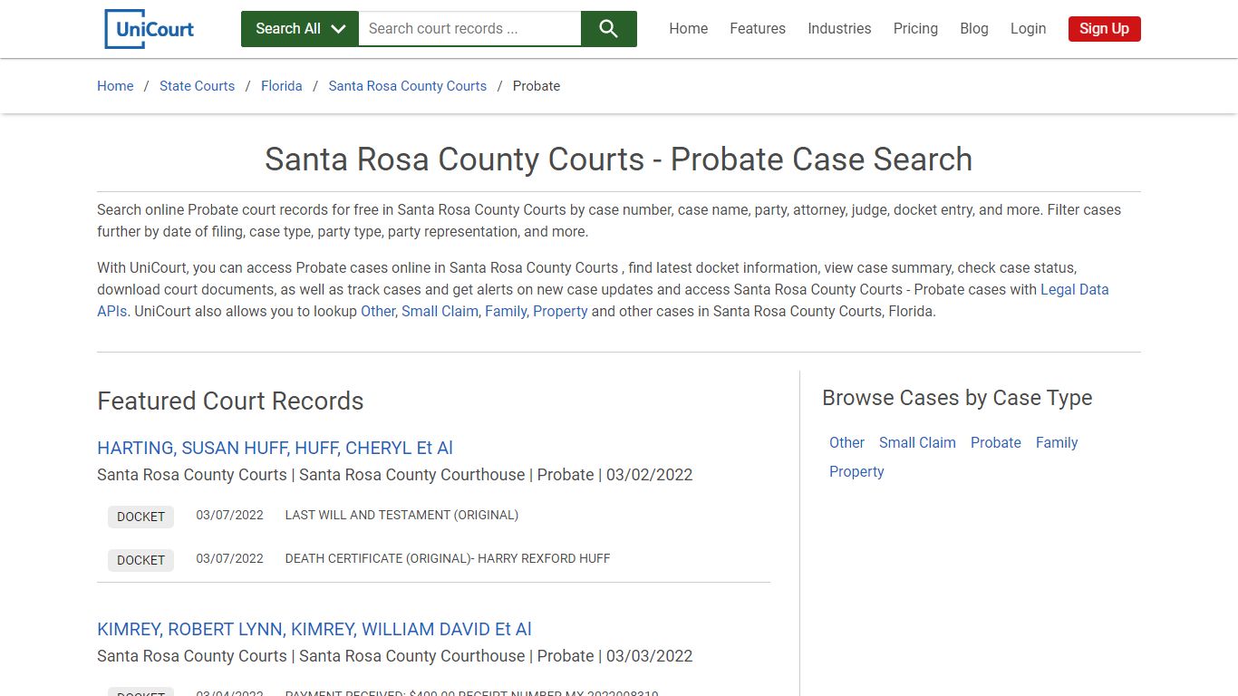 Probate Case Search - Santa Rosa County Courts, Florida